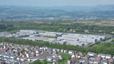 BBC Aerial image of HMP Parc in Bridgend.