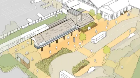 Westmorland and Furness Council/Mott MacDonald Birds-eye artist's impression of how Option 1 might look