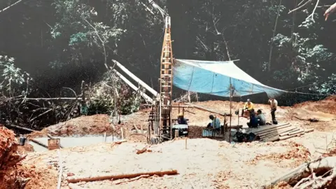 Warren Irwin Bre-X Minerals drill at the site in Busang