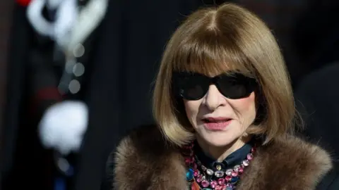 REUTERS/Yara Nardi Anna Wintour wearing sunglasses and a fur-trimmed coat 