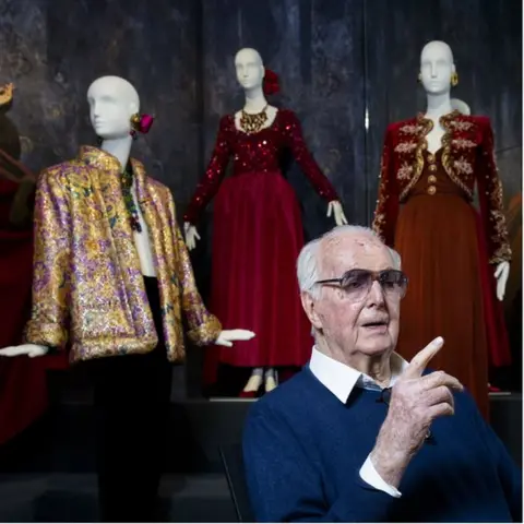 AFP/Getty 2016 shot of Hubert de Givenchy at a 2016 retrospective exhibition of his work