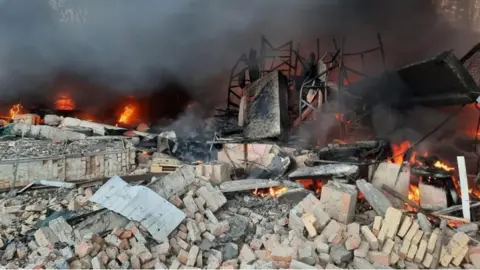 State Border Guard Service of Ukraine Damage in the Kyiv region after missle attack - images released on 24 February