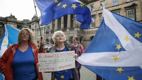 PA Media Pro-EU demonstrators outside the Court of Session in Edinburgh