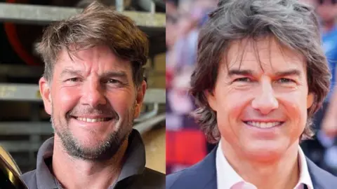 BBC/PA Media Kieron Atkinson next to Tom Cruise