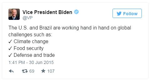 Tweet by US VP Joe Biden - 30 June 2015