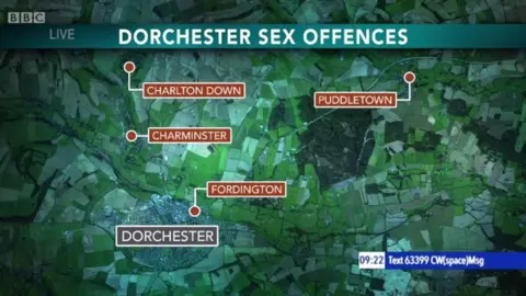Map of locations where the indecent exposures were carried out
