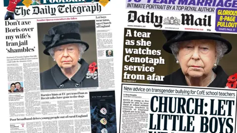 Composite of Telegraph and Mail front pages