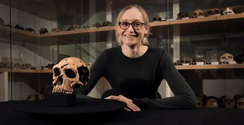 BBC Studios/Jamie Simonds Dr Emma Pomeroy and the Shanidar Z skull