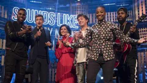 BBC Jason Derulo, Greg James, Jessie Ware, Charlie Puth, Dotty and guitarist wrap up the first episode of SLFN