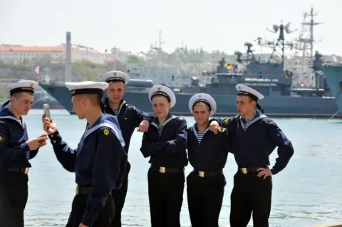 AFP Russian sailors in Sevastopol, Crimea, 7 May 2010