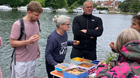 Members of the Teddington Bluetits enjoy cakes after a swim