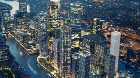 Glenn Howells Architects A masterplan image showing the proposed location of the tower at 7 Brannan Street.The image