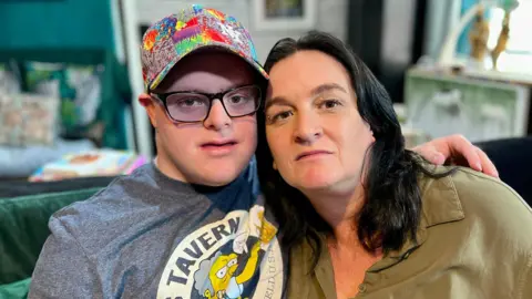 Richard Knights/BBC Jayne Wood and her son Sam