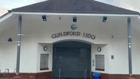 BBC/JULIA GREGORY The exterior of the Guildford Lido
