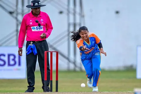 AFP via Getty Images India's Phula Saren (R) delivers the ball during the Women's Blind Twenty20 World Cup 2025 match between India and Pakistan at the BOI Cricket Stadium in Katunayake on November 16, 2025. 