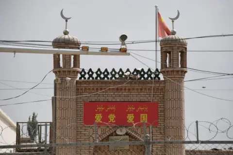 Getty Images This photo taken on June 4, 2019 shows the Jieleixi No.13 village mosque in Yangisar, south of Kashgar, in China's western Xinjiang region