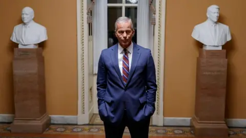 Senate Majority Leader John Thune after the Senate passed a funding bill on Capitol Hill on 10 November 2025