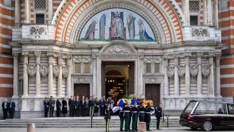 PA Media Coffin of the Duchess of Kent outside Westminster Cathedral