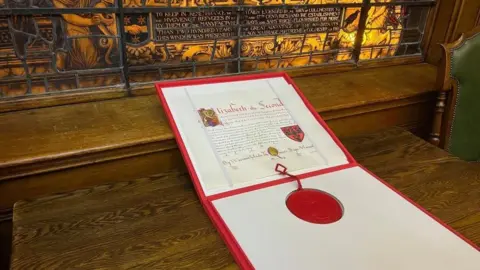 Simon Dedman/BBC Letters patent declaring Colchester a city