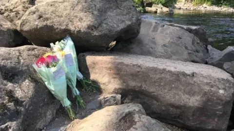 Flowers left by the River Tyne