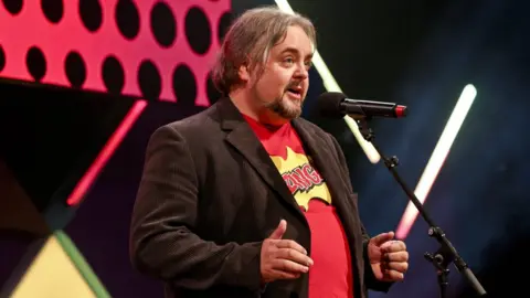 Tricia Yourkevich Philip Henry on stage at the Edinburgh Fringe