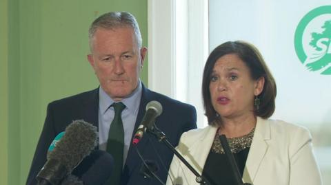 Sinn Féin's Conor Murphy and Mary Lou McDonald and the party's manifesto launch in Belfast