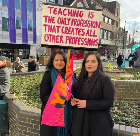 Nicola Haseler/BBC Teacher strike rally in Luton
