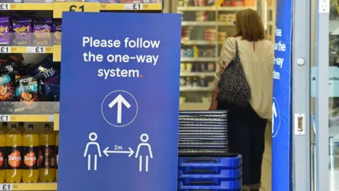 Getty Images Tesco shop with social distancing measures