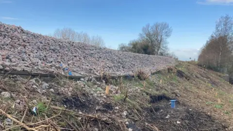 Network Rail The landslip viewed from below