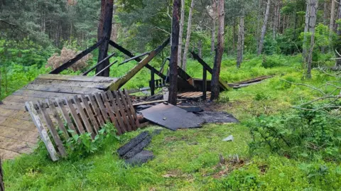 Beds Fire and Rescue A ramp and trees after a fire