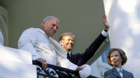 Getty Images Welcoming Pope John Paul II