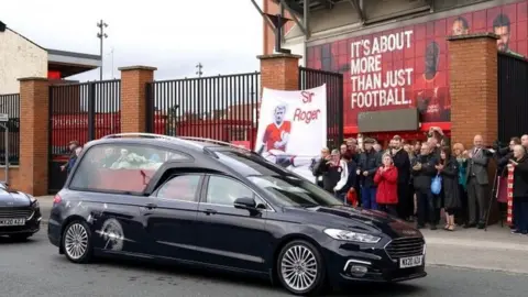 Hearse outside Liverpool FC's Anfield stadium