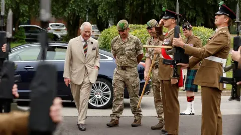 PA Media The Prince of Wales, Colonel in Chief, arrives for a visit to 2nd Battalion The Mercian Regiment at Weeton Barracks