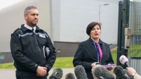 PA Media South Yorkshire Police Assistant Ch Con Dan Thorpe and head teacher Victoria Hall