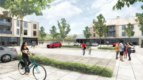 Powell Dobson Architects/Newport City Council Artist's impression of how the new retail centre and public square would look