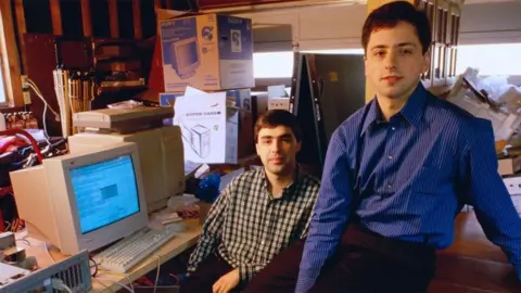 Google Founders Larry Page and Sergey Brin started Google in a garage in 1998, Sundar Pichai joined them six years later