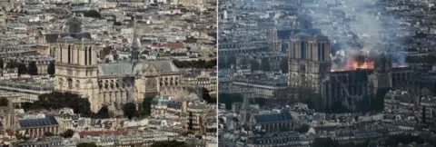 AFP/GETTY Before and after at Notre-Dame