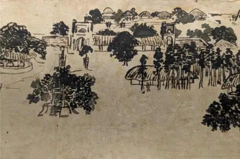 Scenes from Santiniketan scroll detail