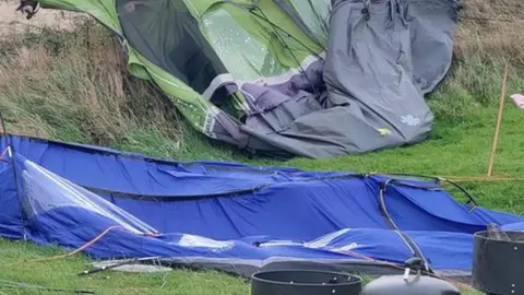 Two tents have been flattened at Newgale