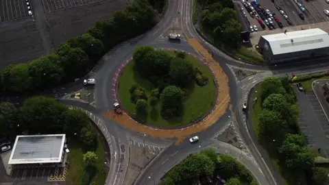 Drone footage of road