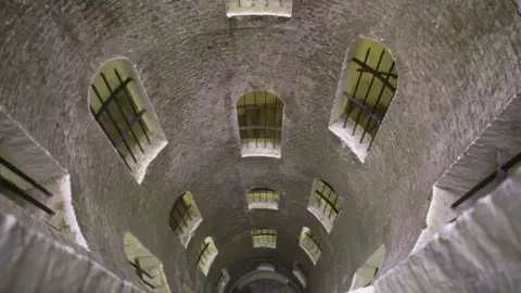 Getty A view looking down the grand shaft which is a triple spiral staircase at Dover castle, Kent, circa 1990. It was built during the Napoleonic Wars to link the harbour to the barracks and fortifications on the Western Heights