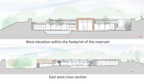 CBC/Taller Developments Ltd A cross section view of the home, in line with the existing top surface