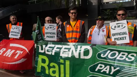 Getty Images RMT workers on strike