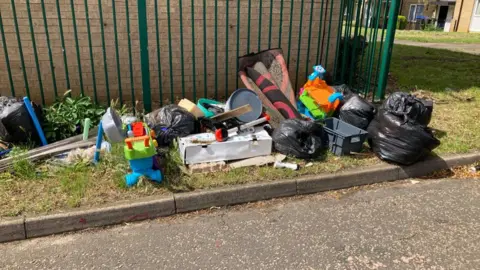 James Grant/BBC Rubbish in blackthorn