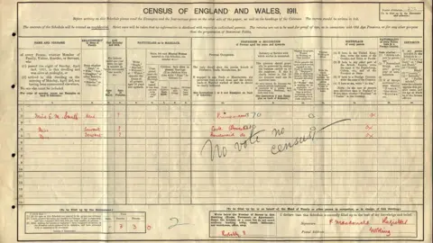 National Archives Spoiled census form