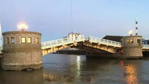 Andrew Turner/BBC The Haven Bridge lifting