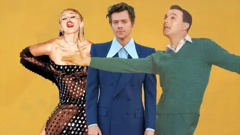 Getty Images Miley Cyrus, Harry Styles and Gene Kelly