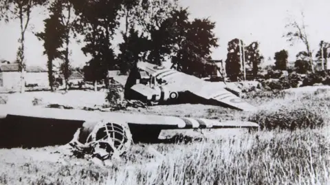 PA Archives/PA Images Two of the three gliders at Pegasus Bridge - the cafe and bridge are visible in rear of photo.