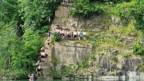 Lancashire Police Young people at Appley Bridge quarry lake