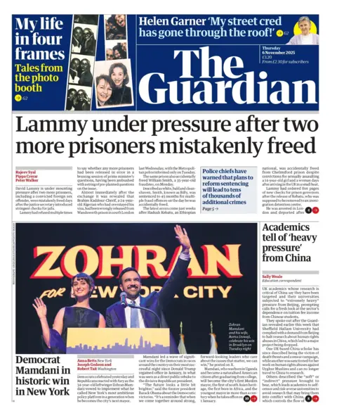 "Lammy under pressure after two more prisoners mistakenly freed".